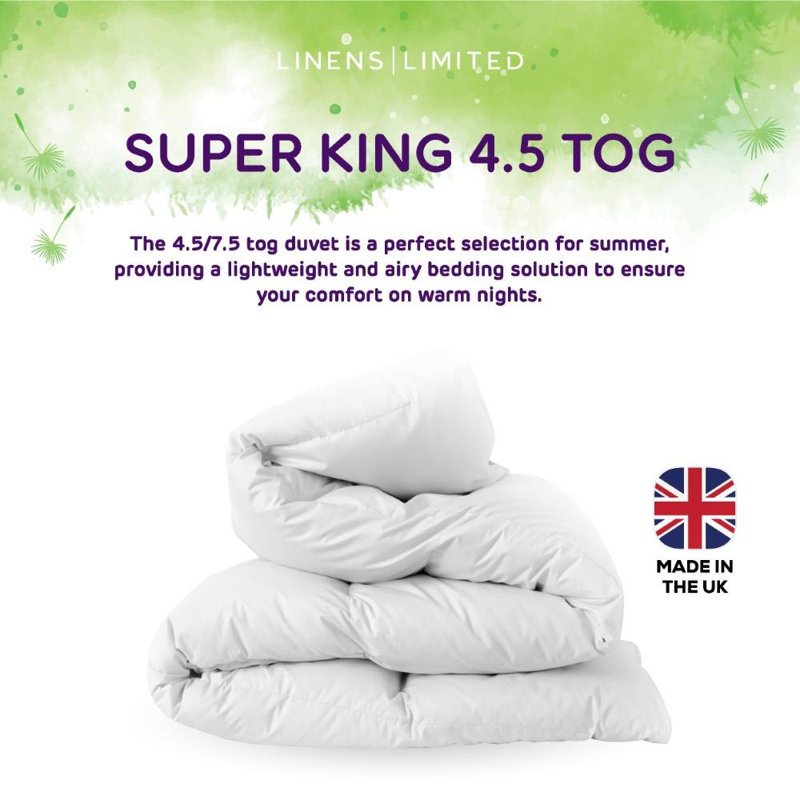 Linens Limited Allergy Fresh Duvet, Made in the UK, All Year Round Quilt, Soft and Comfy, Anti Allergy Hollowfibre, Machine Washable