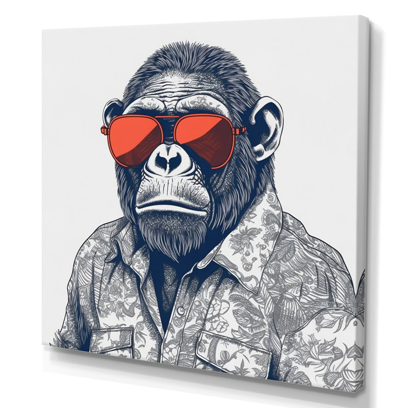 Art mural sur toile gris et orange avec lunettes de soleil, H 16 po x l 16 po x P 1 po, Toile tendue