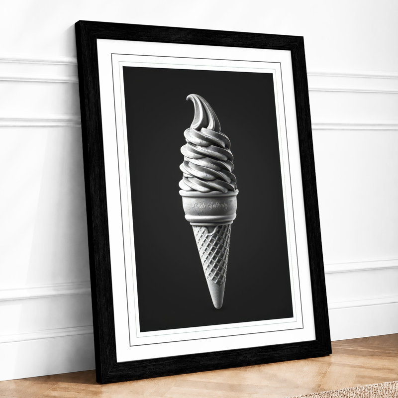 Soft Serve Moment Minimalist - Framed Print, A1 - 84.1 x 59.4 cm, Black
