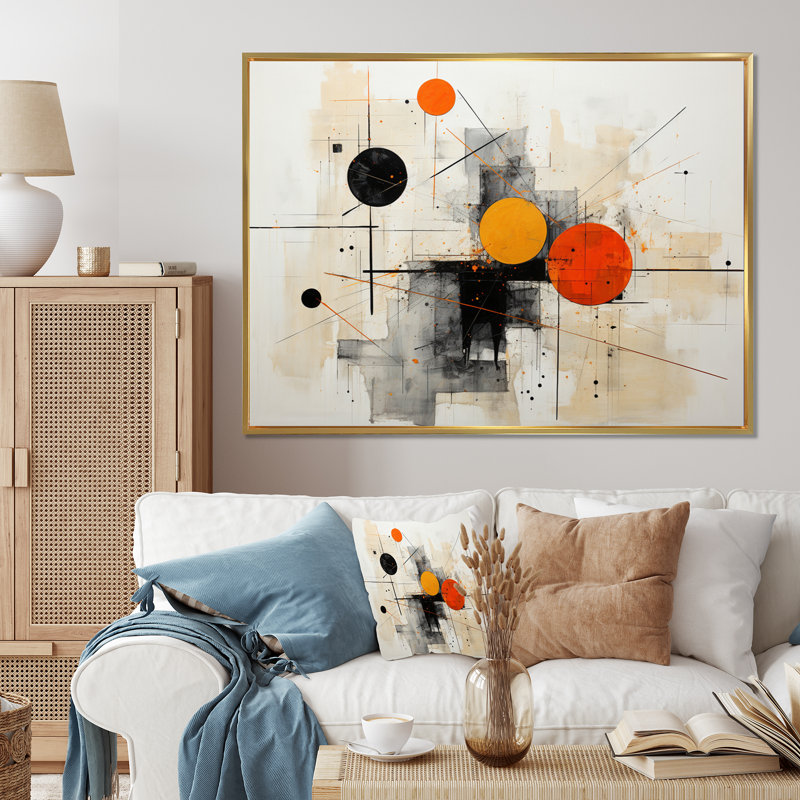 «Gerhardine Geometric Abstraction IV», reproduction d'art sur toile, H 12 po x l 20 po x P 1 po, Cadre flottant doré