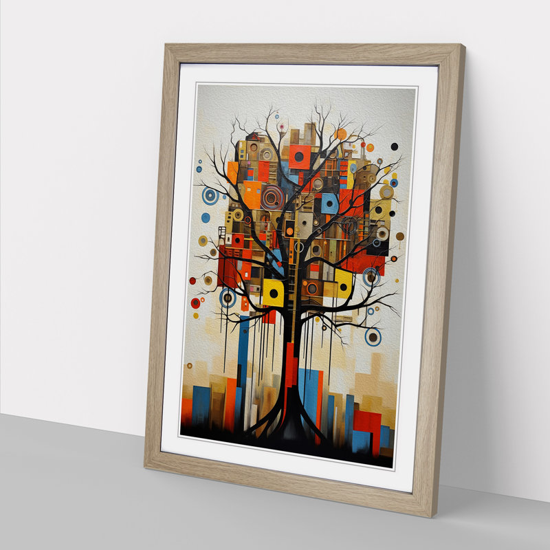 Oak Tree Constructivism - Single Picture Frame Print on Wood, Oak, 46cm H x 34cm W x 2cm D