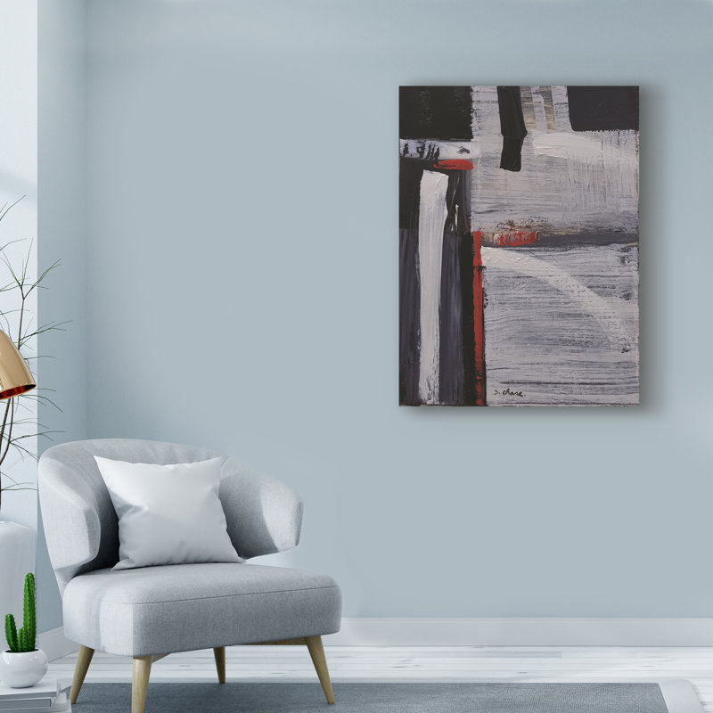 «Black and White Abstract 180703» par Masters Fine Art, reproduction d'art sur toile tendue, H 47 po x l 35 po x P 2 po