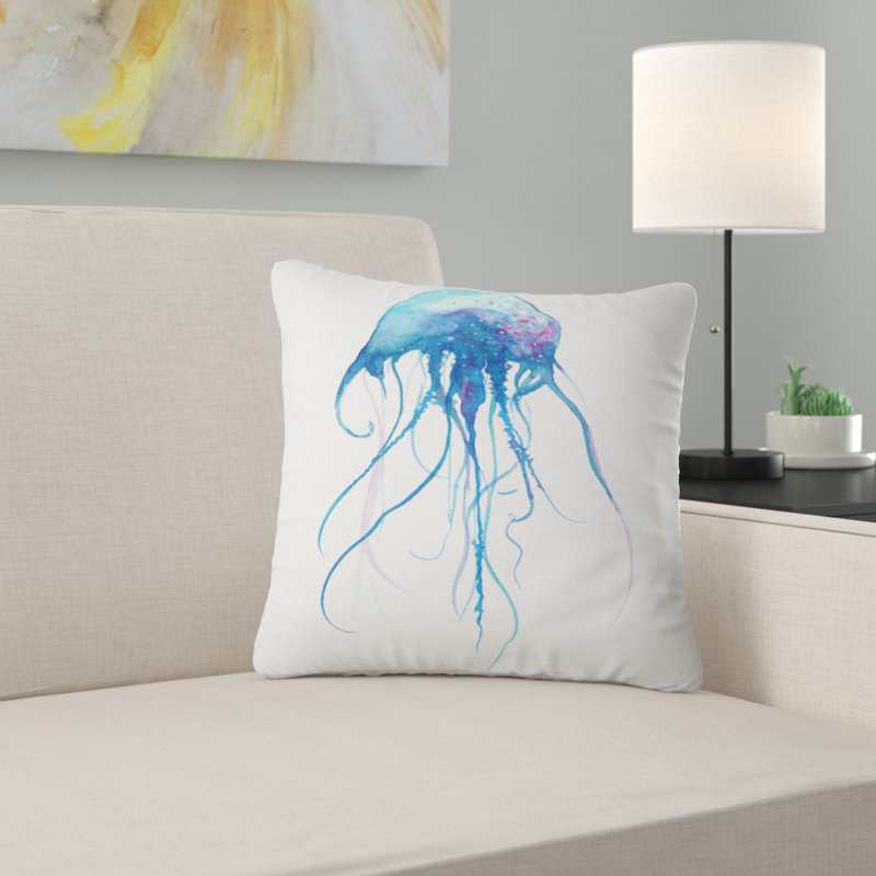 Coussin aquarelle jellyfish animal, 16 po x 1 po, Coussin décoratif