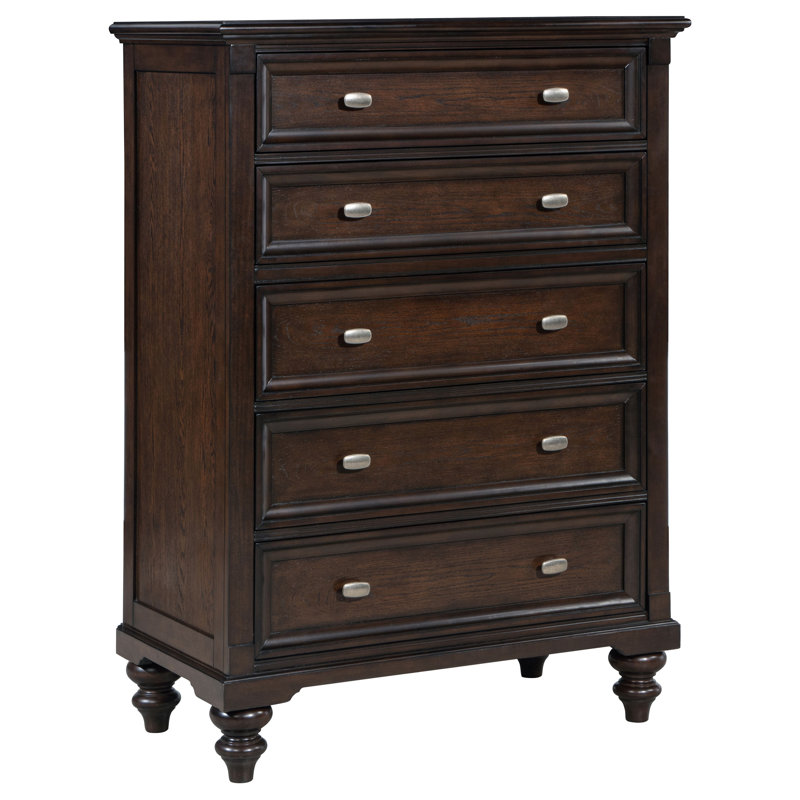 Commode 5 tiroirs Guanciale Chêne foncé