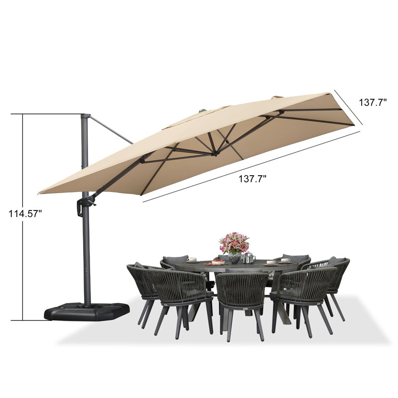 3.5m Square Cantilever Parasol, Beige