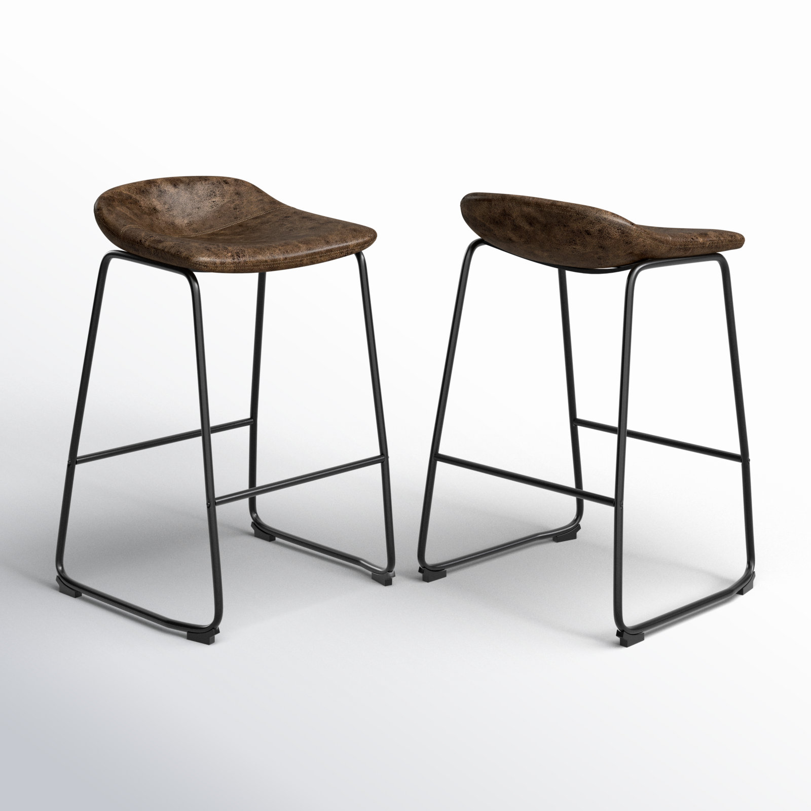 Rome Upholstered Counter Stool with Metal Frame, Rustic Brown, Bar Stool ( 29" Seat Height )