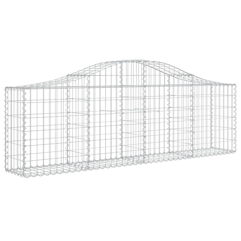 Arched Gabion Baskets 2 Pcs Galvanised Iron, 80cm H x 200cm W x 30cm D