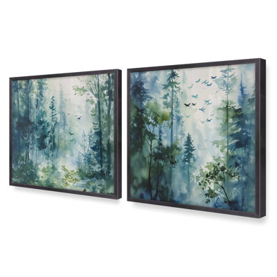 "Forêt enchantée bleue et verte"