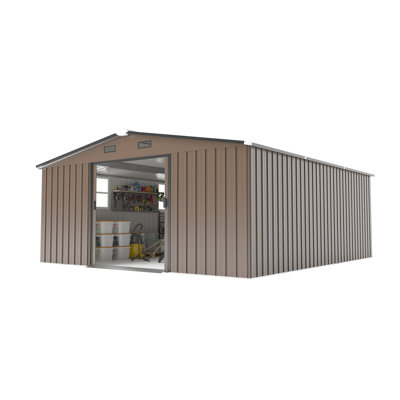 10*12ft 0.25mm color steel plate, surface protective film, Two daylight Windows, A practical and thoughtful gift,two colors can be freely selected storage sheds