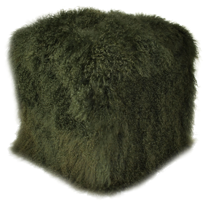 Tibetan Square Pouf, Olive Green 