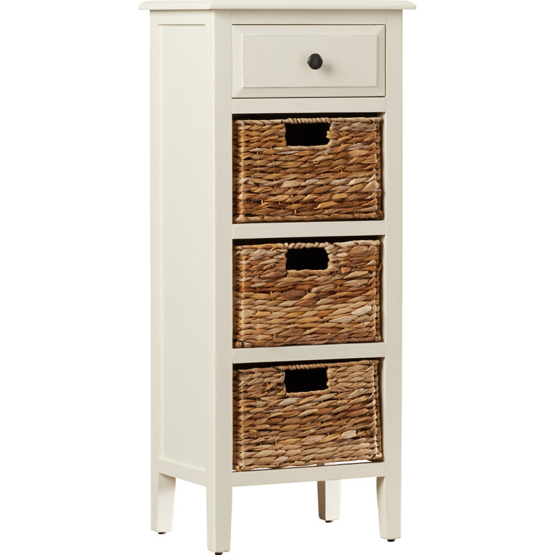 Painswick Solid Wood End Table with Storage, Distressed White