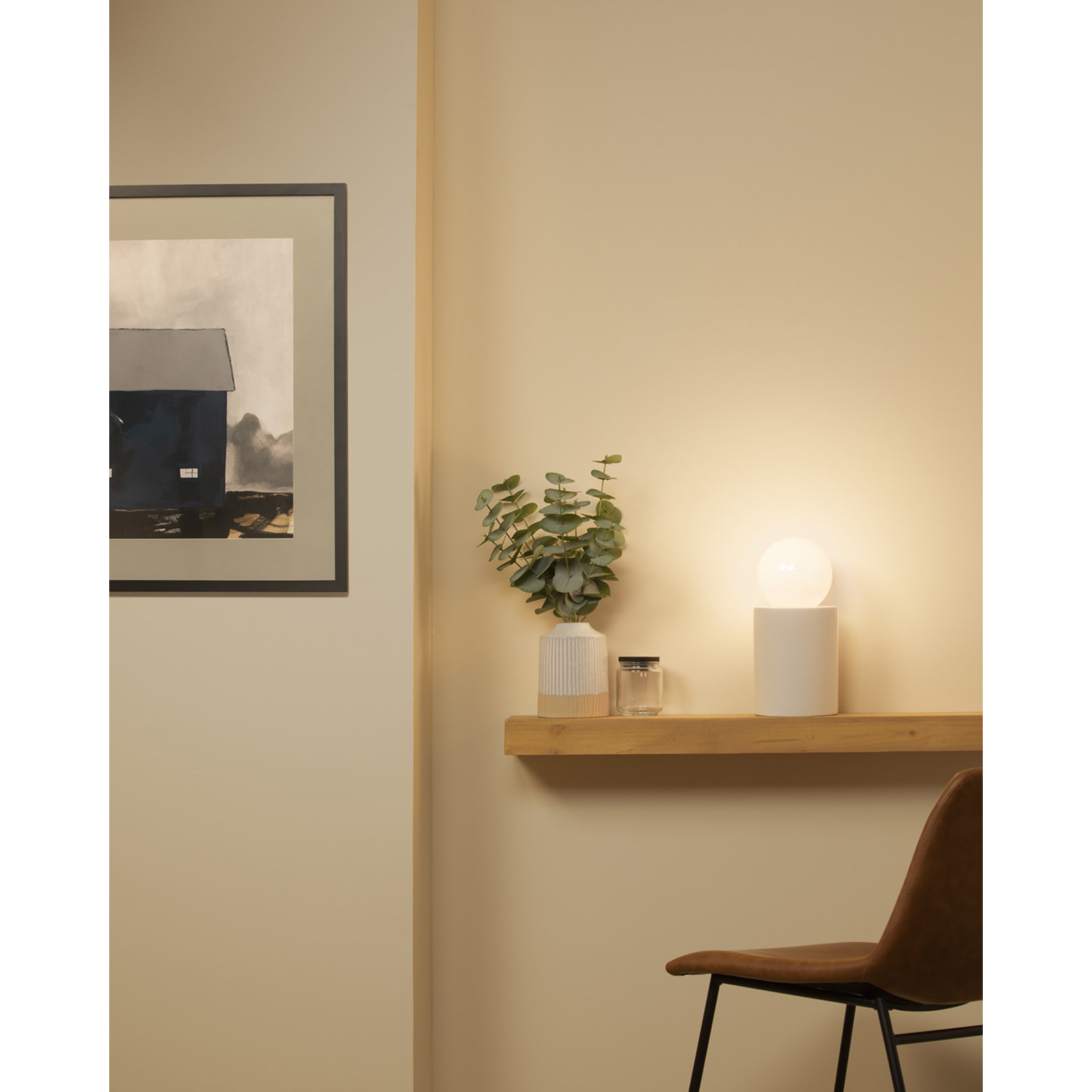 Rachid Ceramic Torchiere Lamp, 11.5" H x 5.5" W x 5.5" D, Bisque