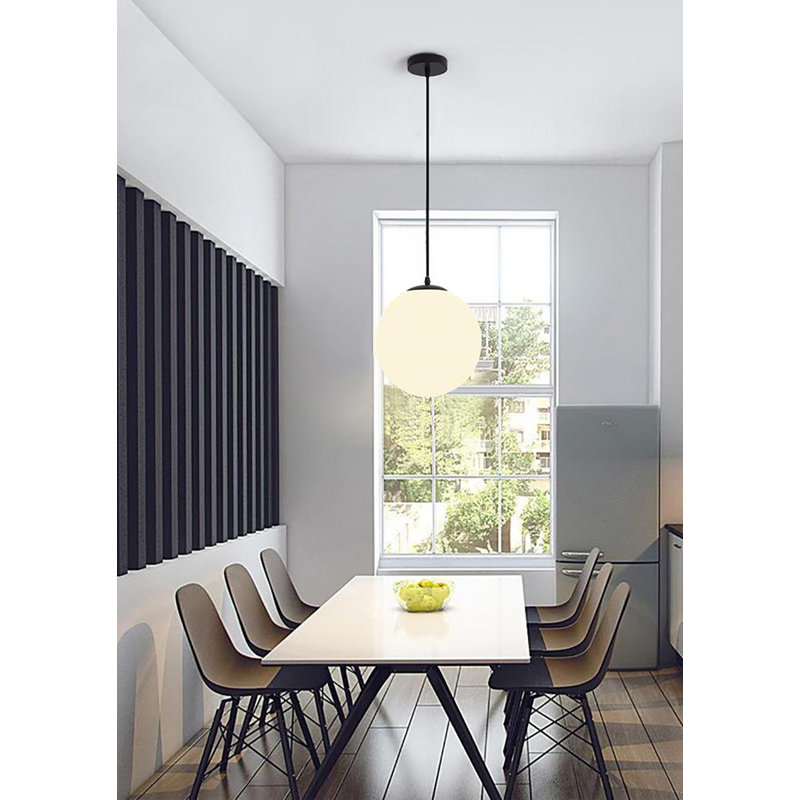 1 - Light Black Single Pendant, 6" H x 6" W x 6" D