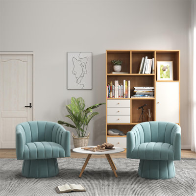 Izabell Velvet Swivel Barrel Chair
