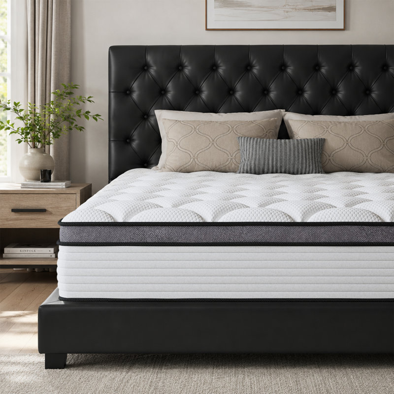 Matelas hybride en mousse à mémoire de fermeté moyenne (10''/12''/14''), certifié CertiPUR-US, 12", Grand lit