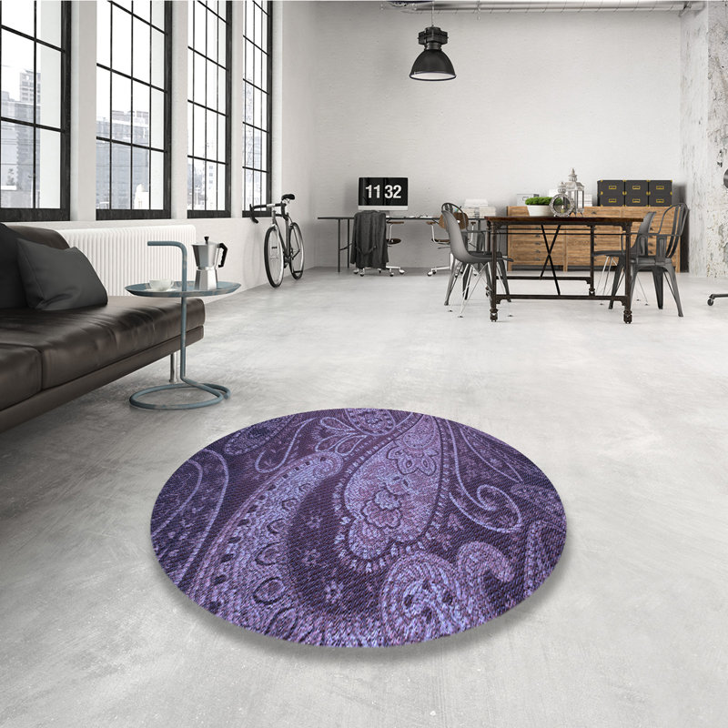 Tapis bleu / violet Paisley, Rond 3 pi