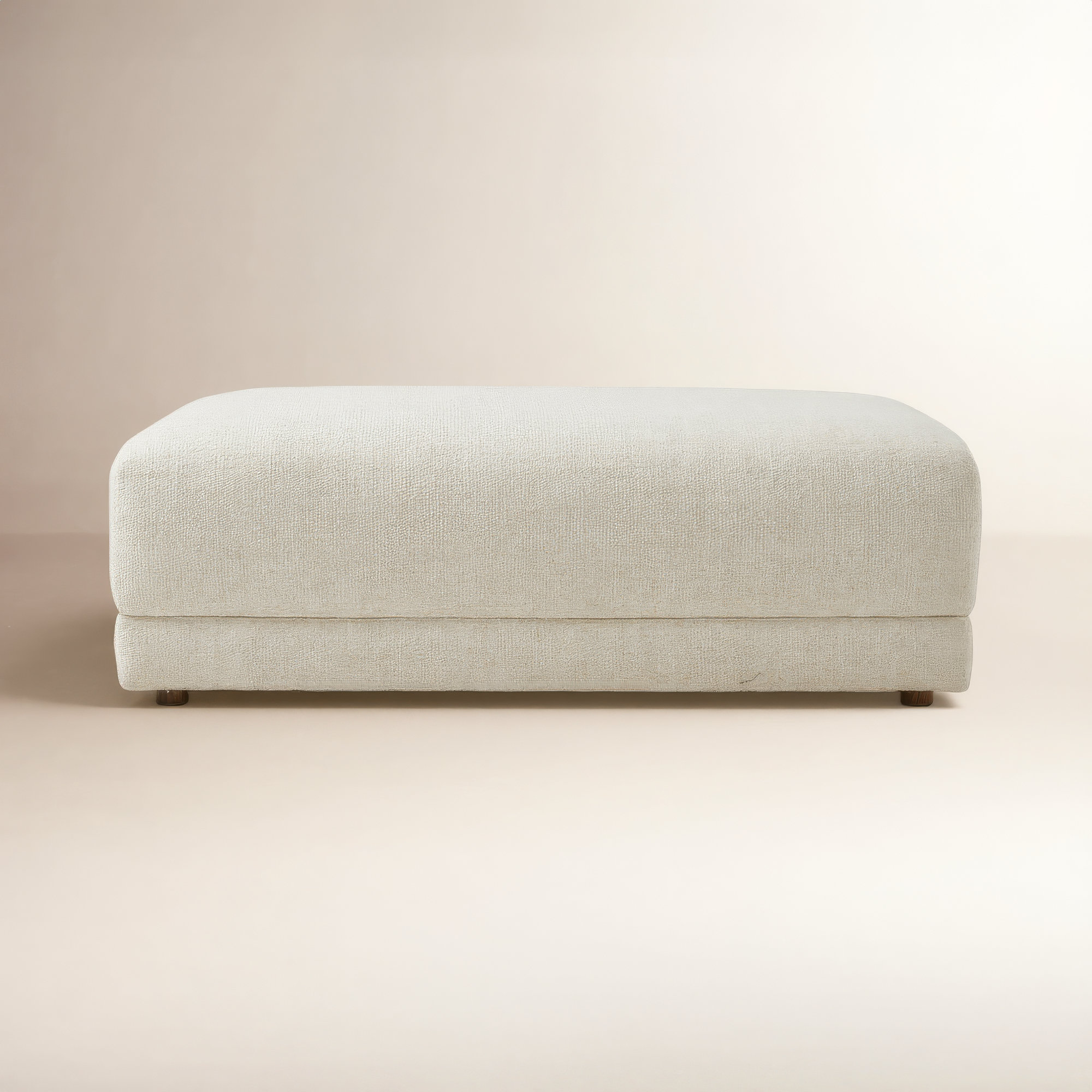 Naples Upholstered Ottoman, Cream Polyester Blend