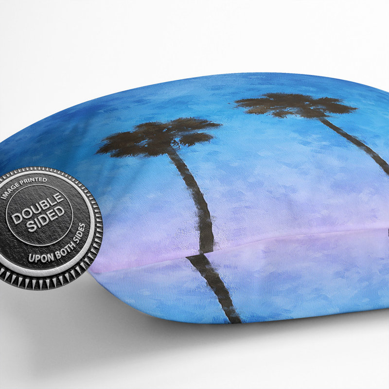Two Palm Trees Painting Square Throw Cushion, 55cm H x 55cm W x 20cm D