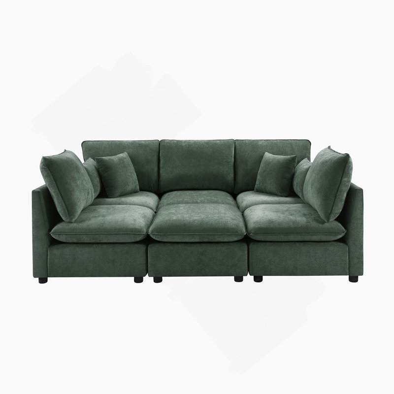 Canapé modulaire moderne en forme de U avec repose-pieds mobile, accoudoirs de rangement et ports de chargement USB pour des espaces de vie polyvalents.