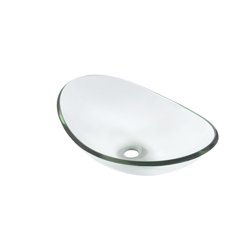 Novatto Glass Oval Bathroom Sink, Clear