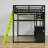 Full Size Loft Bed, E-Sports Gaming Hub, Led-Enhanced Desk & Pegboard, Eclectic Modern, For Teen Gamer Room-1400522296