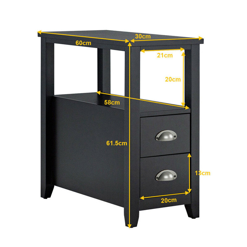 Trail 60cm W Manufactured Wood Bedside Table