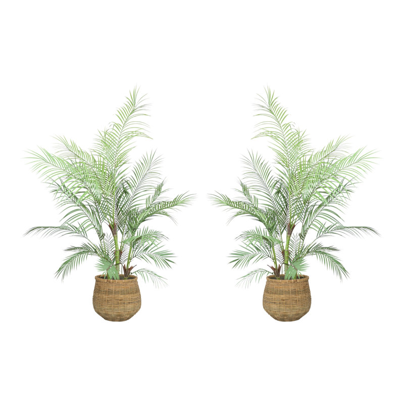 Palmiers d'extérieur avec ciments en bambou recouverts de bambou, H 60 po x l 36 po x P 36 po