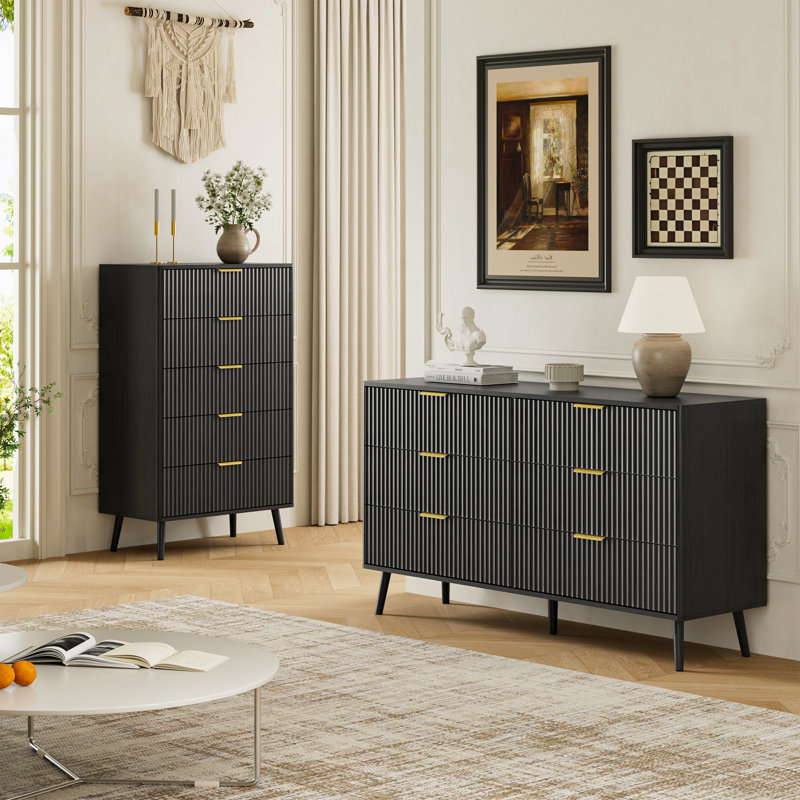 2 Pieces Bedroom Set, Black