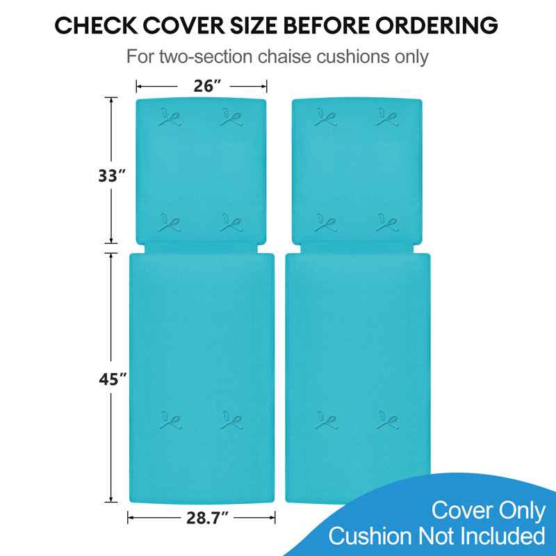 Custom Cushion Cover,  Only Covers, 2Pcs Outdoor Chaise Lounge Cushion Cover, Blue