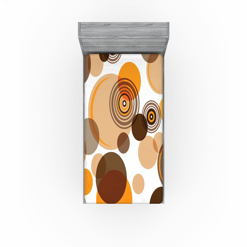 Drap-housse Ambesonne, paquet de 2, Drap-housse simple TG, Orange / brun / pois brun clair / abstrait