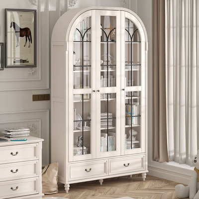 Bois blanc massif + vitrines en verre
