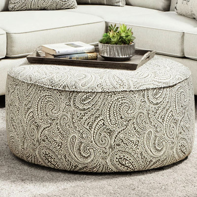 Round Upholstery Featuring Transitional Style, Chenille And Paisley Multi Pattern, Welt Trim, 39 Inches Wide - Finished In Design Welted Cord Ideal For Home Use