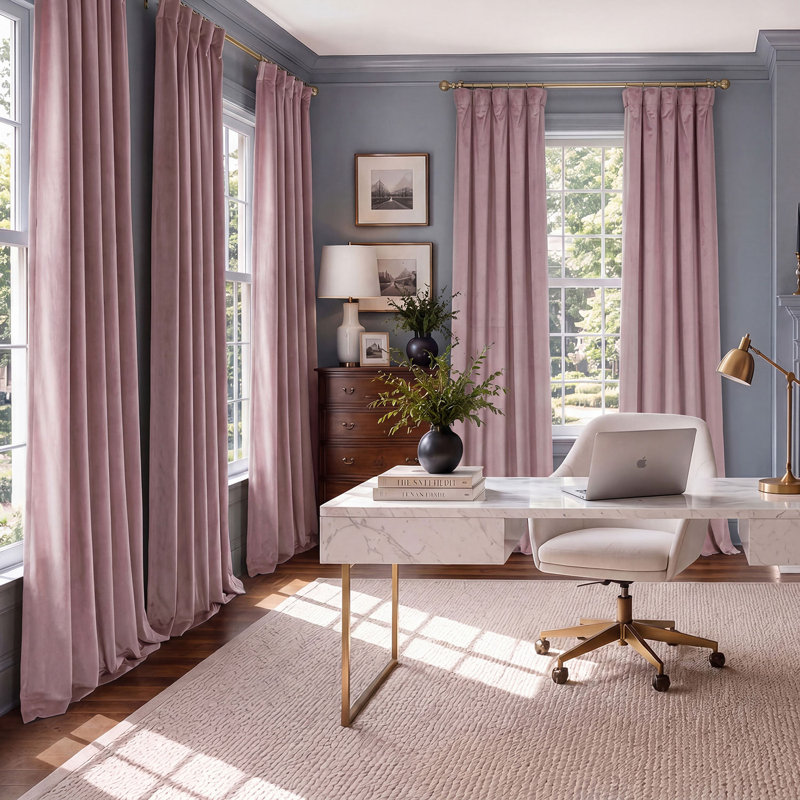 Rideaux en velours moelleux Matra pour chambre à coucher ‑ rideaux obscurcissants pour les fenêtres de salon, panneau simple