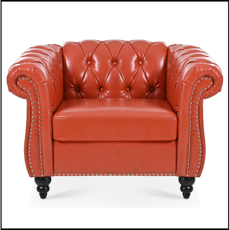 1 Seater Sofa For Living Room, Orange