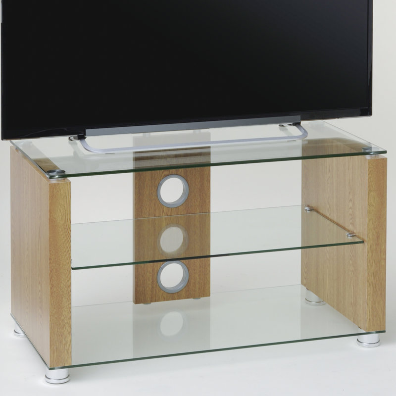 Irinna TV Stand, 47" H x 80" W x 40" D, Oak with white legs