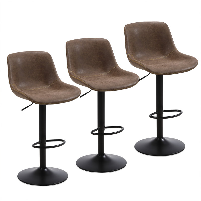 Jeninne Swivel Adjustable Height Bar Stool, Brown, 3