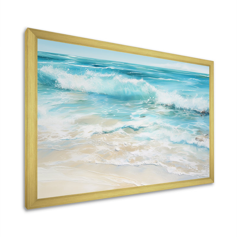 «Ocean Charm», art mural océanique, H 12 po x l 20 po x P 1 po, Cadre doré simple