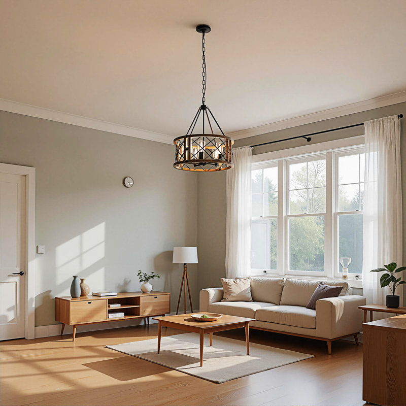Lustre tambour de style campagnard à 5 lumières 19,7 po