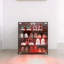 Armoire à chaussures noire 4 couches avec porte en verre et vitrine à chaussures en verre avec contrôle Bluetooth
