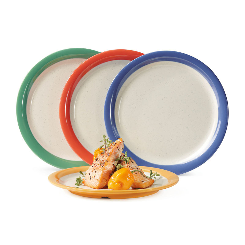 Assiette plate de qualité commerciale GET, 9 po, (ensemble de 12), Blanc / Vert / Rouge