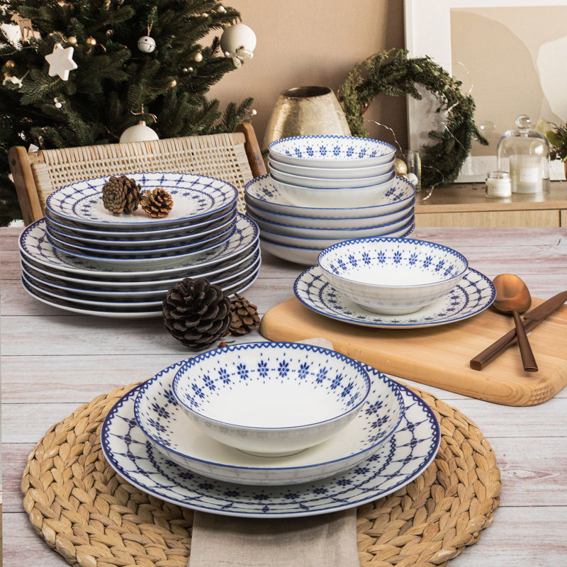 Epperson Piece Porcelain China Dinnerware Set - Service for 6