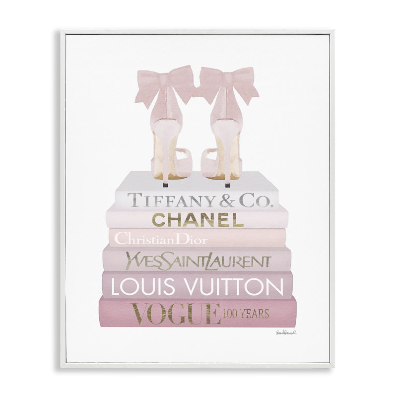 «Chic Chic Bow Shoes Glam Fashion», surdimensionnée, encadrée, art numérique sur toile par Amanda Greenwood