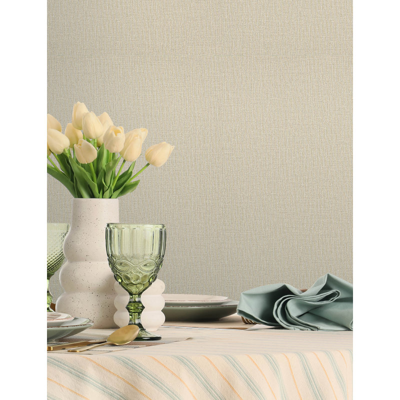 Papier peint imitation lin Sonia, Beige