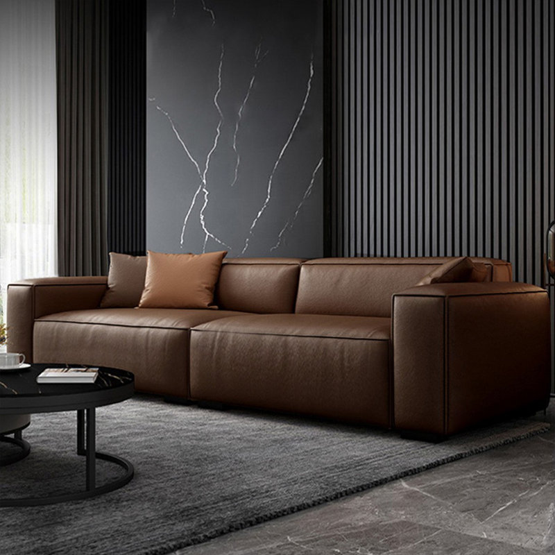 Coussin de canapé modulaire en cuir véritable Coffee, Café, H 27,56 po x l 110,24 po x P 37,4 po, 4