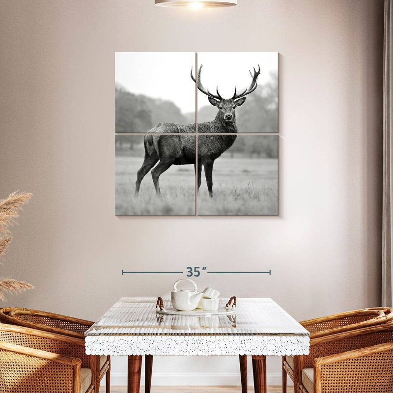 Proud Deer BW, 74" H x 74" W