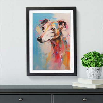 Whippet Gestural Art - Framed Print
