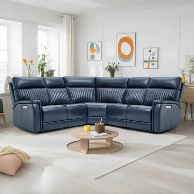 Canapé modulaire inclinable en cuir 105 po, 2 fauteuils inclinables électriques, support lombaire réglable et appui-tête
