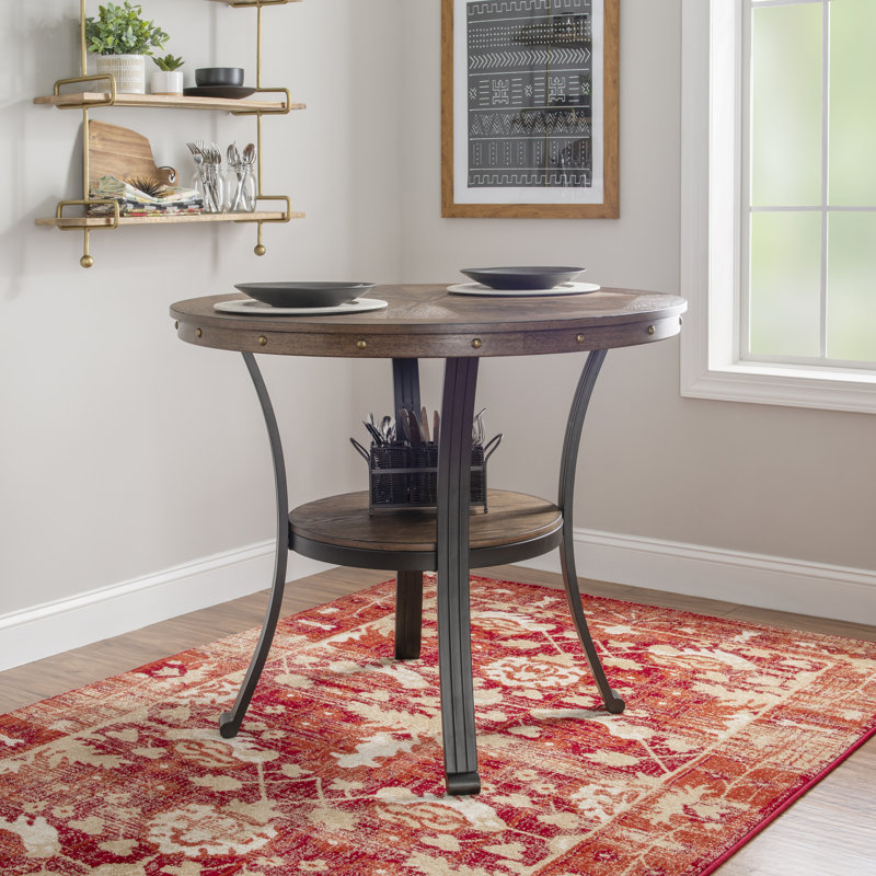 Luker 42" Round Wood Counter Height Table, Brown