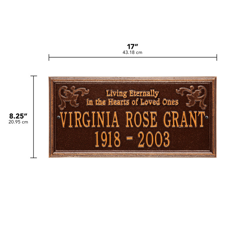 Wilmington 'Living Eternally' Memorial Plaque, Yes, Antique Copper