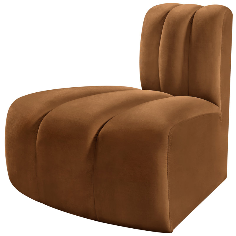 Ishna Velvet Side Chair, Saddle Brown Velvet